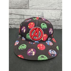 Marvel Universe Avengers Cap Hat Black Flat Bill Snapback RN#14750 - YOUTH